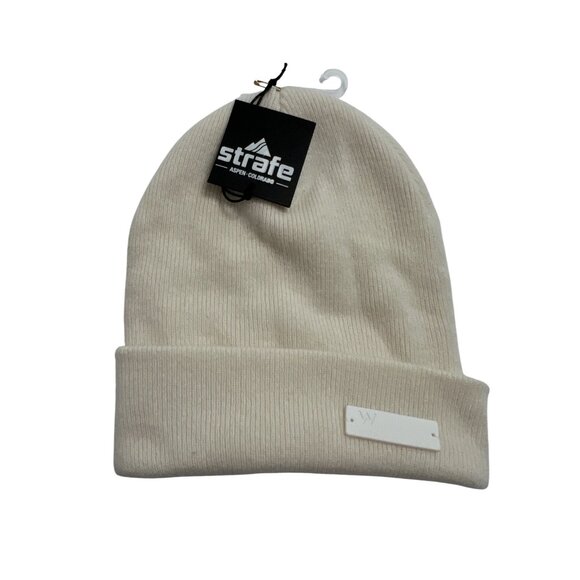 Strafe Foldover Beanie in Cream - Picture 1 of 3